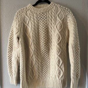Kennedy of Ardara Cream Wool Cable Knit Sweater Fisherman